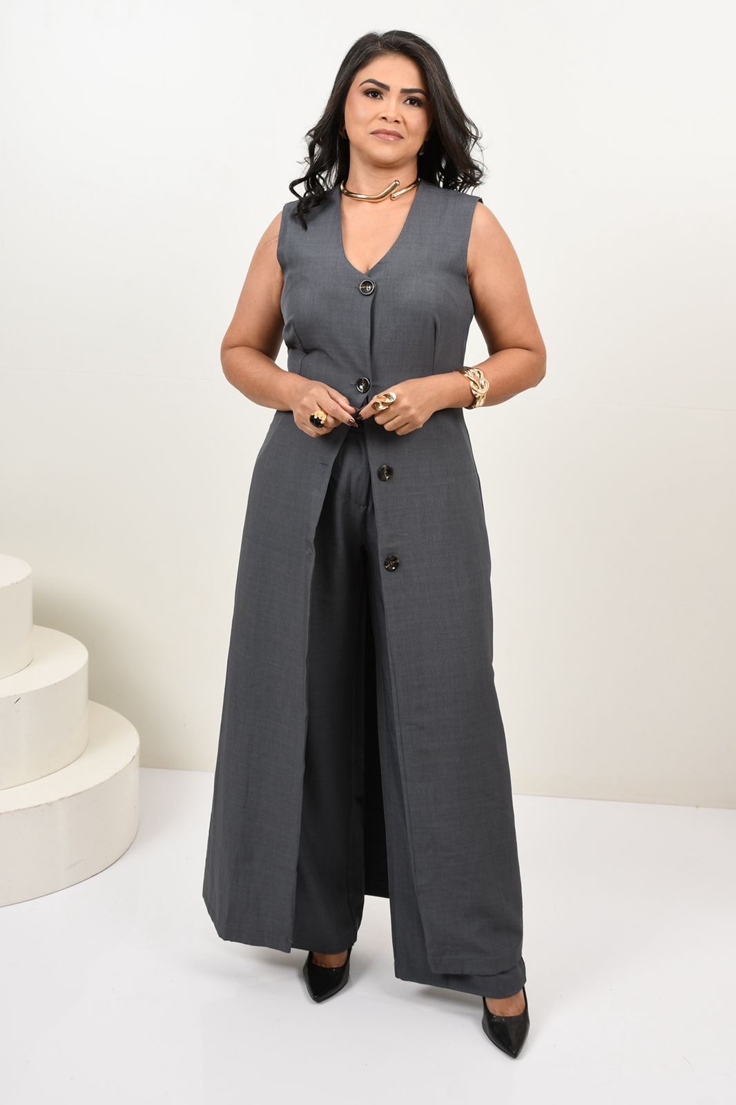 VESTIDO CINZA MODERNO